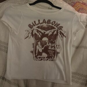 Billabong White Graphic Crop Top